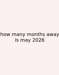 How Many Months Away Is May 2026